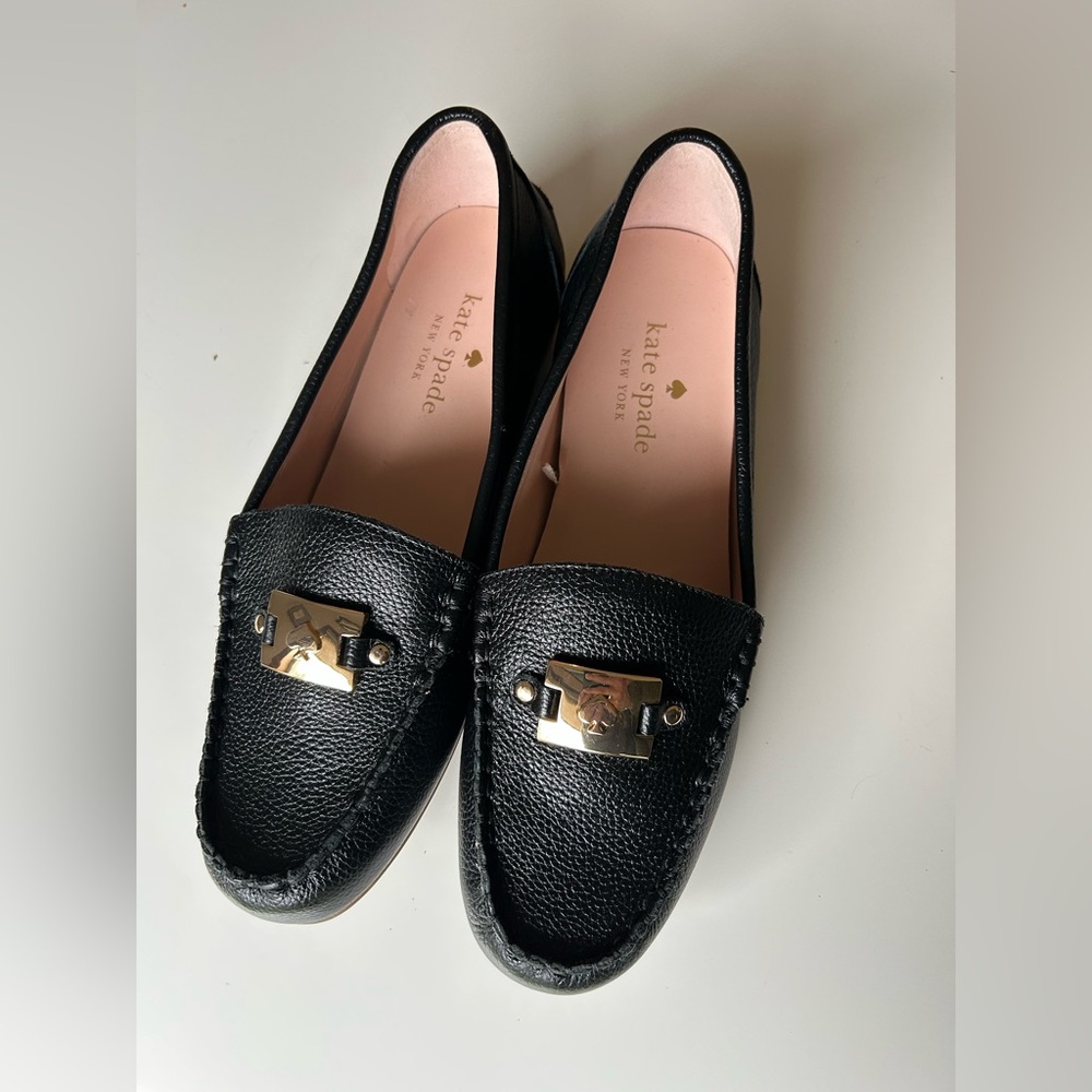 (NWOT) Kate Spade Carmen Driving Moccasin Slip-On Loafers; Black Gold (Size 8.5)
